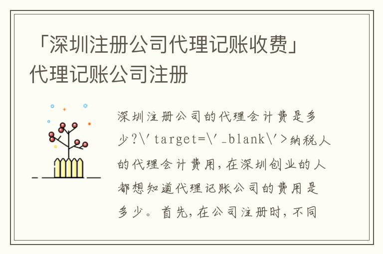 「深圳注冊公司代理記賬收費」代理記賬公司注冊
