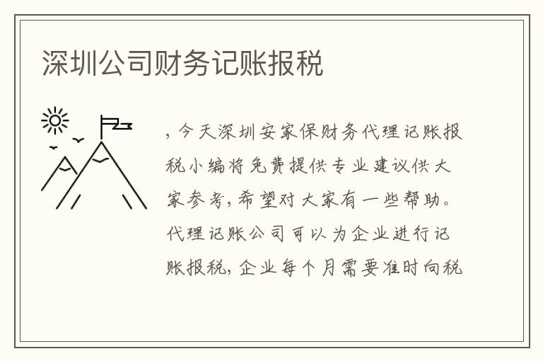 深圳公司財務(wù)記賬報稅