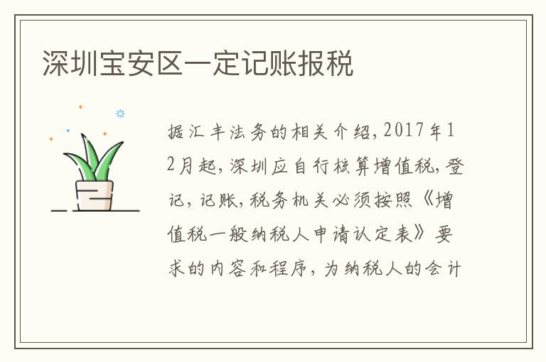 深圳寶安區(qū)一定記賬報稅
