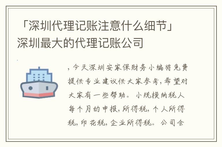 「深圳代理記賬注意什么細(xì)節(jié)」深圳最大的代理記賬公司