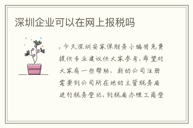 深圳企業(yè)可以在網(wǎng)上報(bào)稅嗎