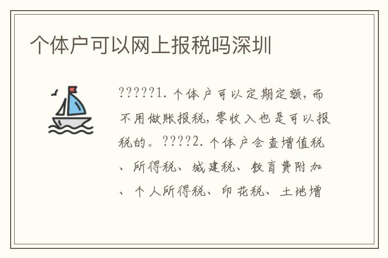 個(gè)體戶可以網(wǎng)上報(bào)稅嗎深圳