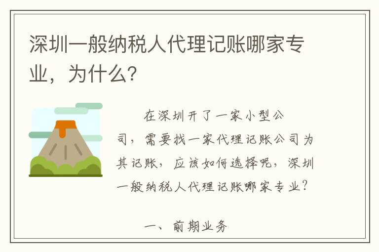 深圳一般納稅人代理記賬哪家專(zhuān)業(yè)，為什么？