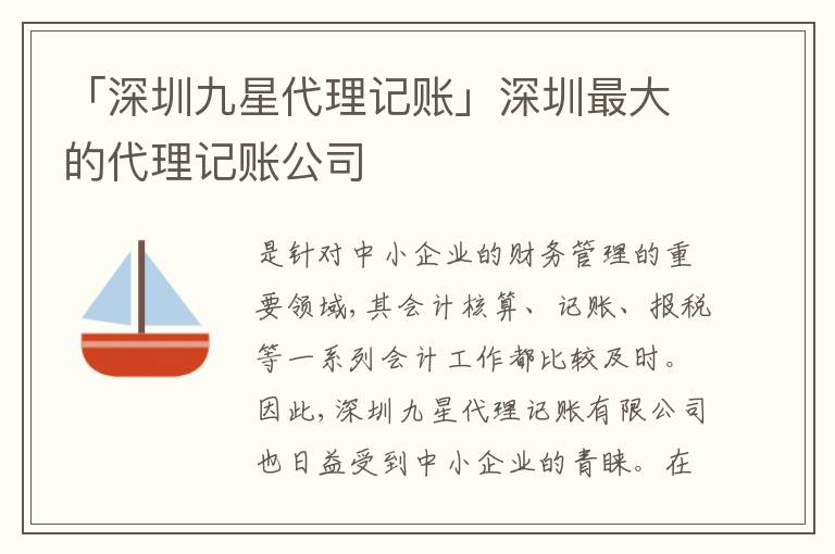 「深圳九星代理記賬」深圳最大的代理記賬公司