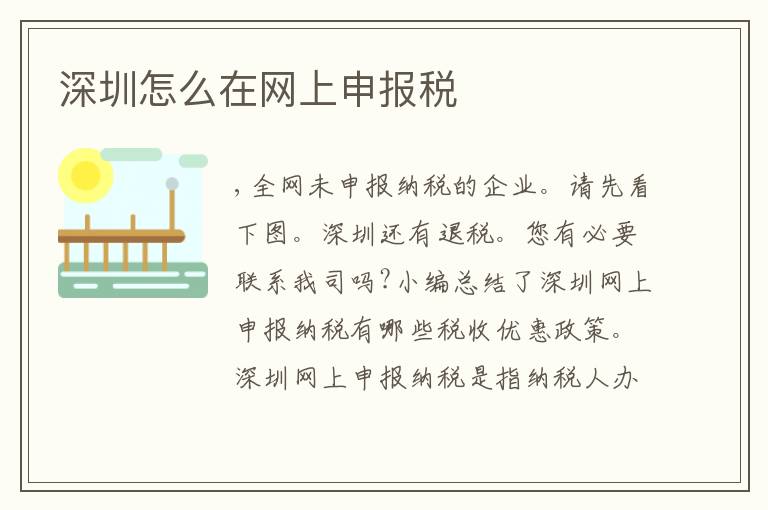 深圳怎么在網(wǎng)上申報稅