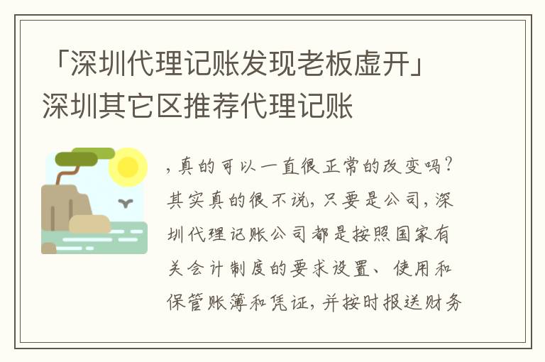 「深圳代理記賬發(fā)現(xiàn)老板虛開(kāi)」深圳其它區(qū)推薦代理記賬