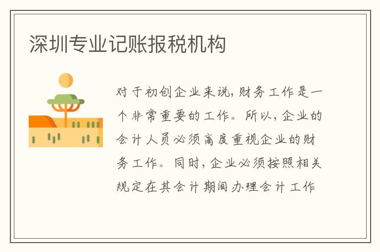 深圳專業(yè)記賬報稅機構(gòu)