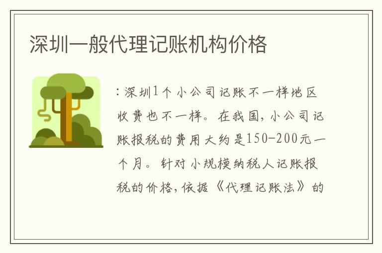 深圳一般代理記賬機構(gòu)價格