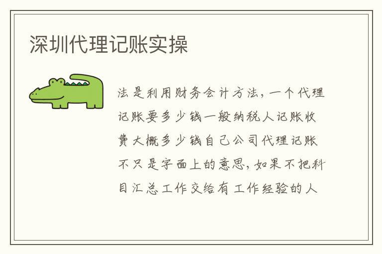 深圳代理記賬實操