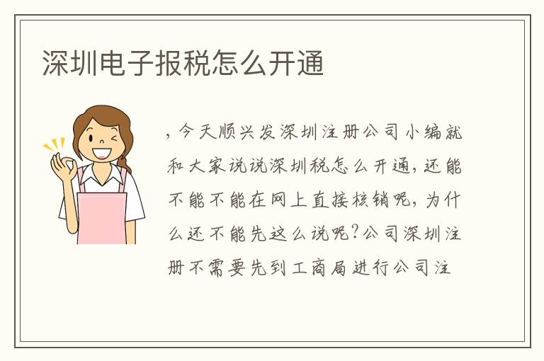 深圳電子報稅怎么開通