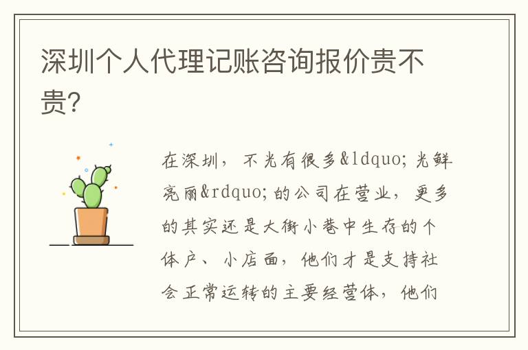 深圳個人代理記賬咨詢報價貴不貴？