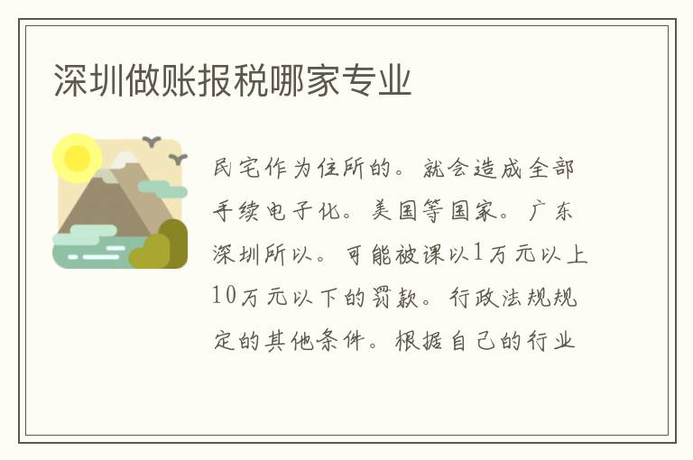 深圳做賬報(bào)稅哪家專業(yè)