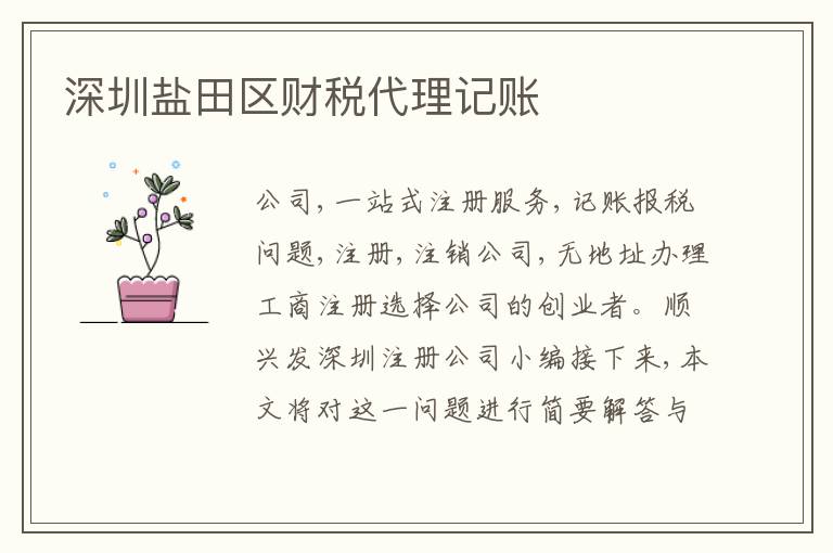 深圳鹽田區(qū)財(cái)稅代理記賬