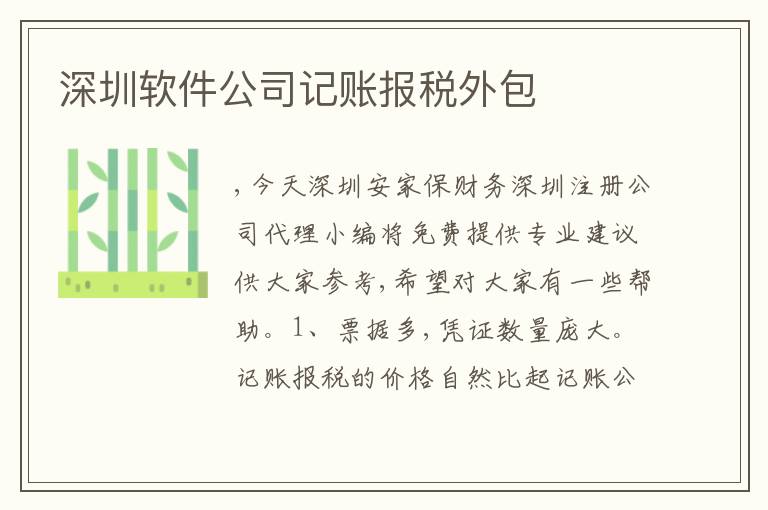 深圳軟件公司記賬報(bào)稅外包