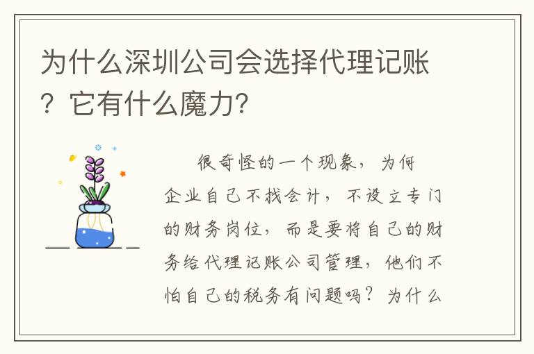 為什么深圳公司會(huì)選擇代理記賬？它有什么魔力？